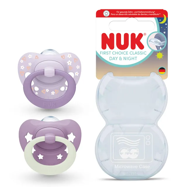 nuk-first-choice-classic-day-night-succhietto-6-18-mesi-viola-2-pezzi image 1