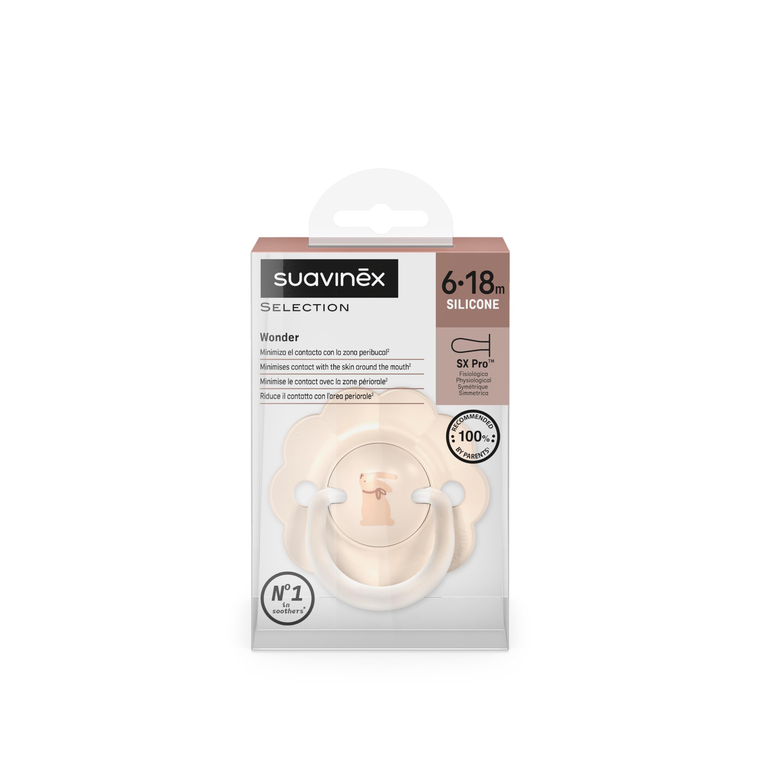 suavinex-ciuccio-wonder-sx-pro-6-18-mesi-silicone-simmetrico-con-anello-beige image 5