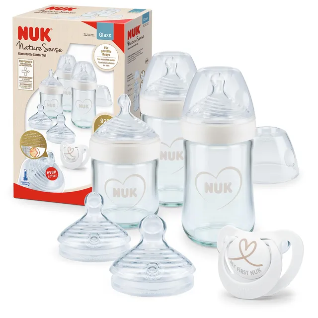 nuk-nature-sense-starter-set-biberon-in-vetro-0-18-mesi-7-pezzi image 1