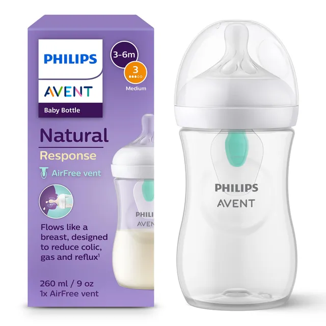 philips-avent-natural-response-scy673-01-biberon-260ml-valvola-airfree-3-6-mesi image 1