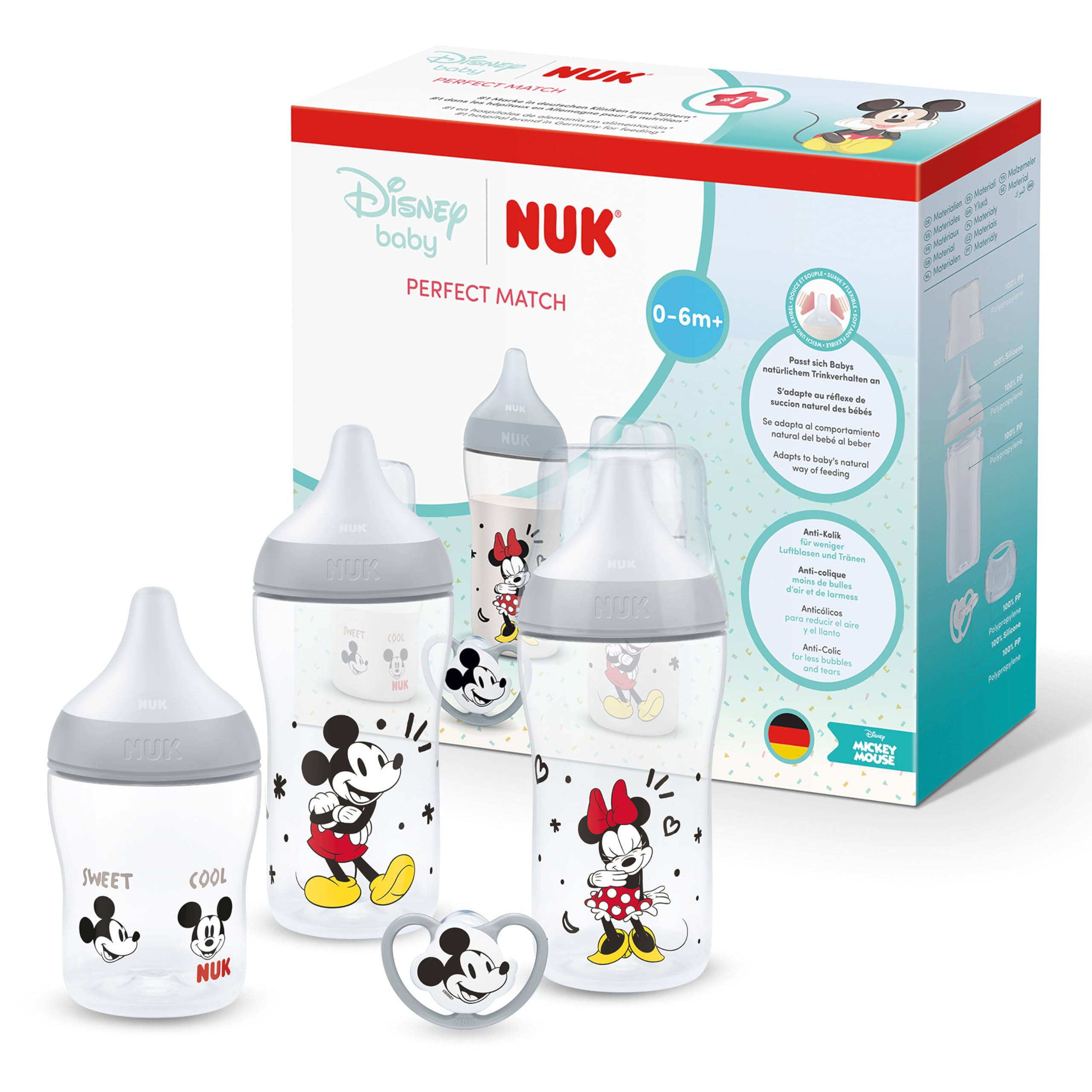 nuk-perfect-match-set-biberon-anticolica-0-6-mesi-disney-topolino-4-pezzi image 1