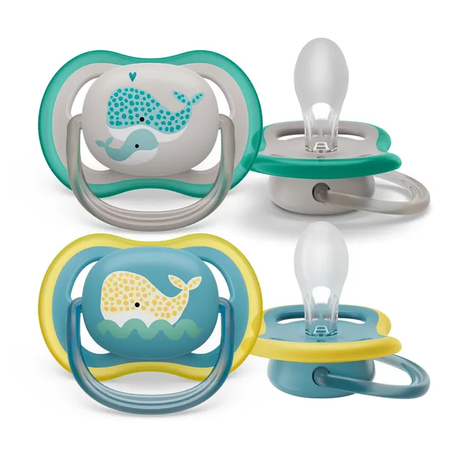 philips-avent-ultra-air-ciuccio-18-mesi-con-pulsante-fluorescente-2-pezzi-scf349 image 1
