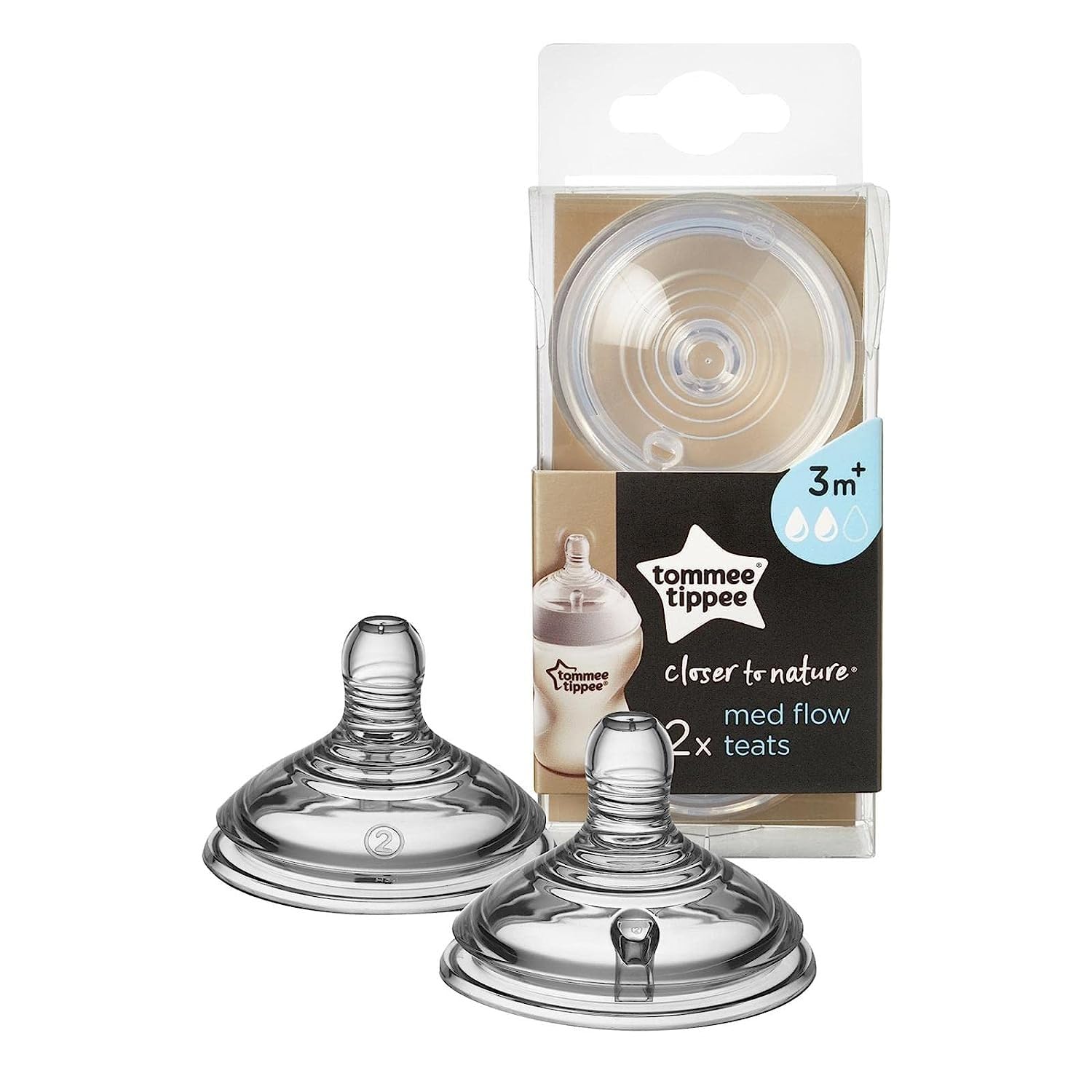 tommee-tippee-closer-to-nature-tettarelle-flusso-medio-3m-2pz image 2