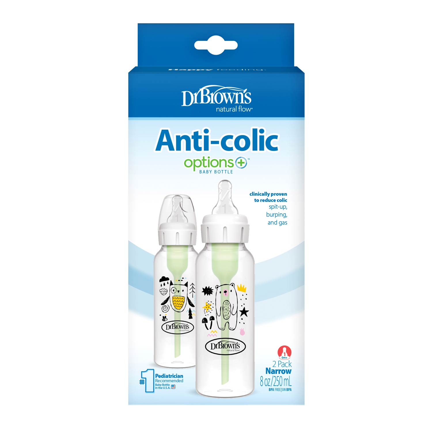 dr-brown-s-natural-flow-options-biberon-anticolica-stretto-2-pack-con-tettarella image 3