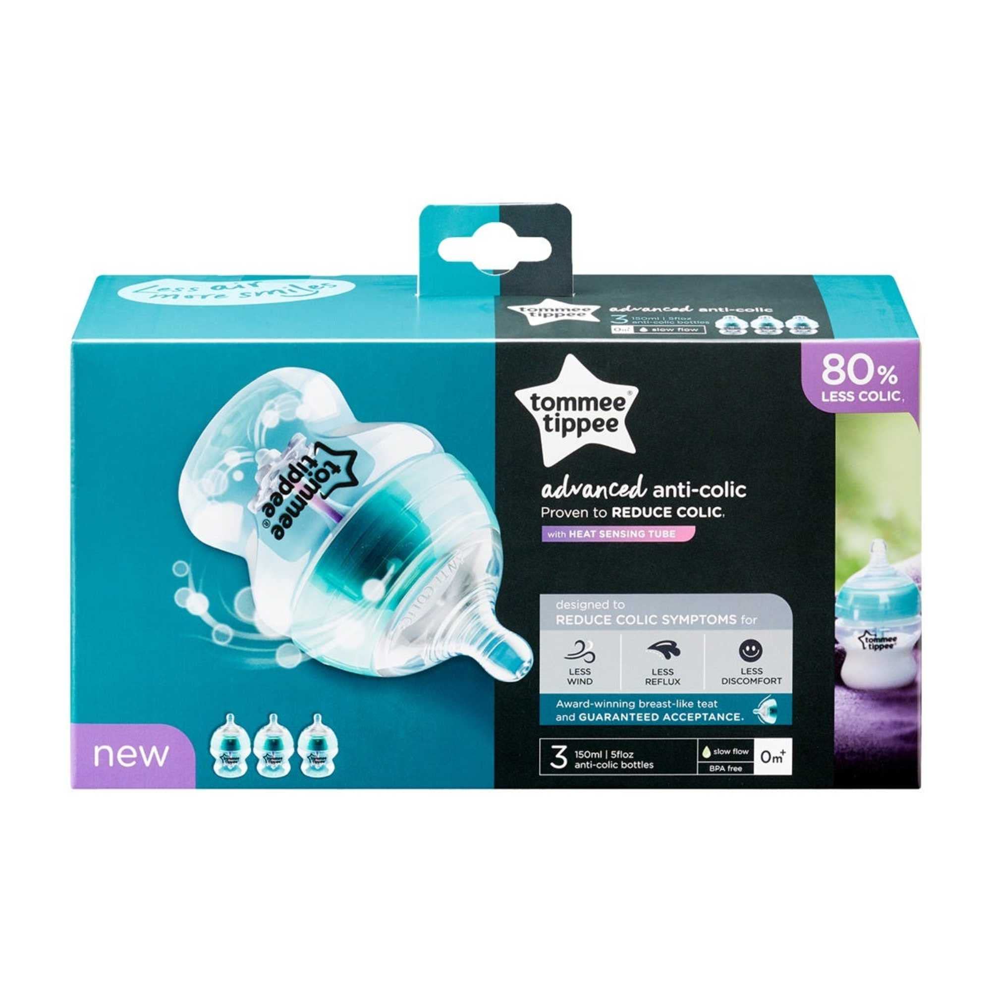 tommee-tippee-advanced-anti-colic-biberon-150-ml-flusso-lento-3-pz-neutro image 3