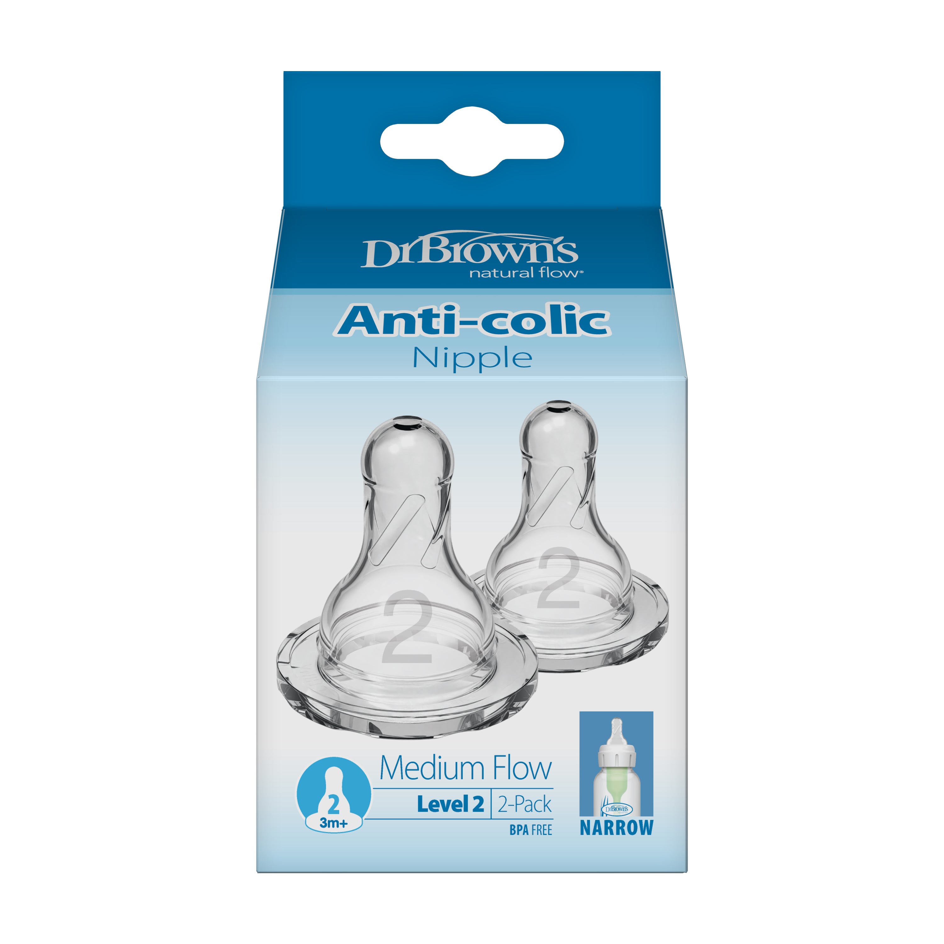 dr-brown-s-natural-flow-tettarella-collo-stretto-livello-2-2-pack image 2