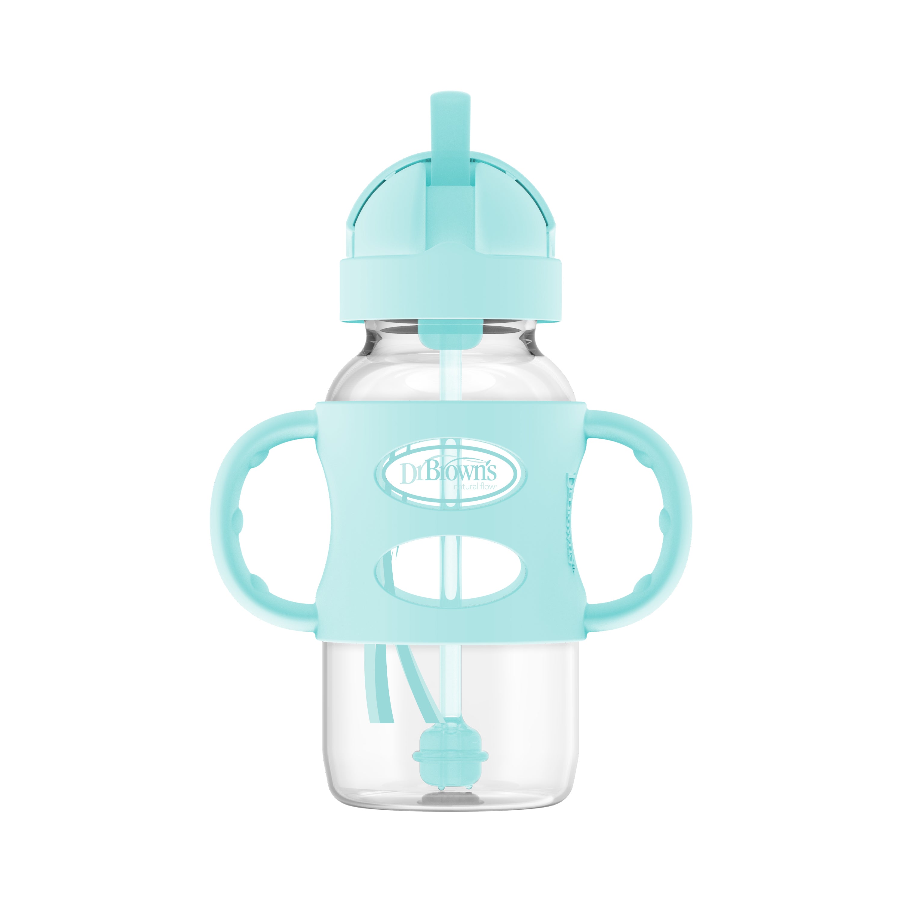 dr-brown-s-milestones-wide-neck-sippy-straw-biberon-9oz-270ml-con-manici image 2