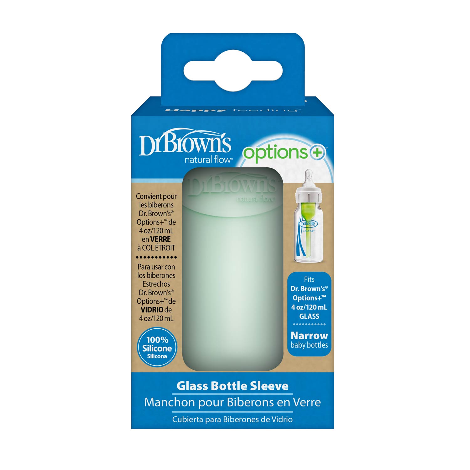 dr-brown-s-options-cover-in-silicone-per-biberon-vetro-120ml-menta image 2
