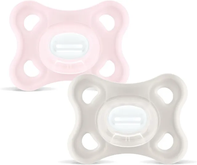 mam-comfort-succhietto-3-12-mesi-set-da-2-in-silicone-rosa-neutro-con-box-steril image 1