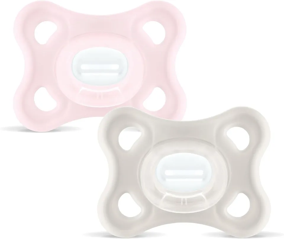 mam-comfort-succhietto-3-12-mesi-set-da-2-in-silicone-rosa-neutro-con-box-steril image 1