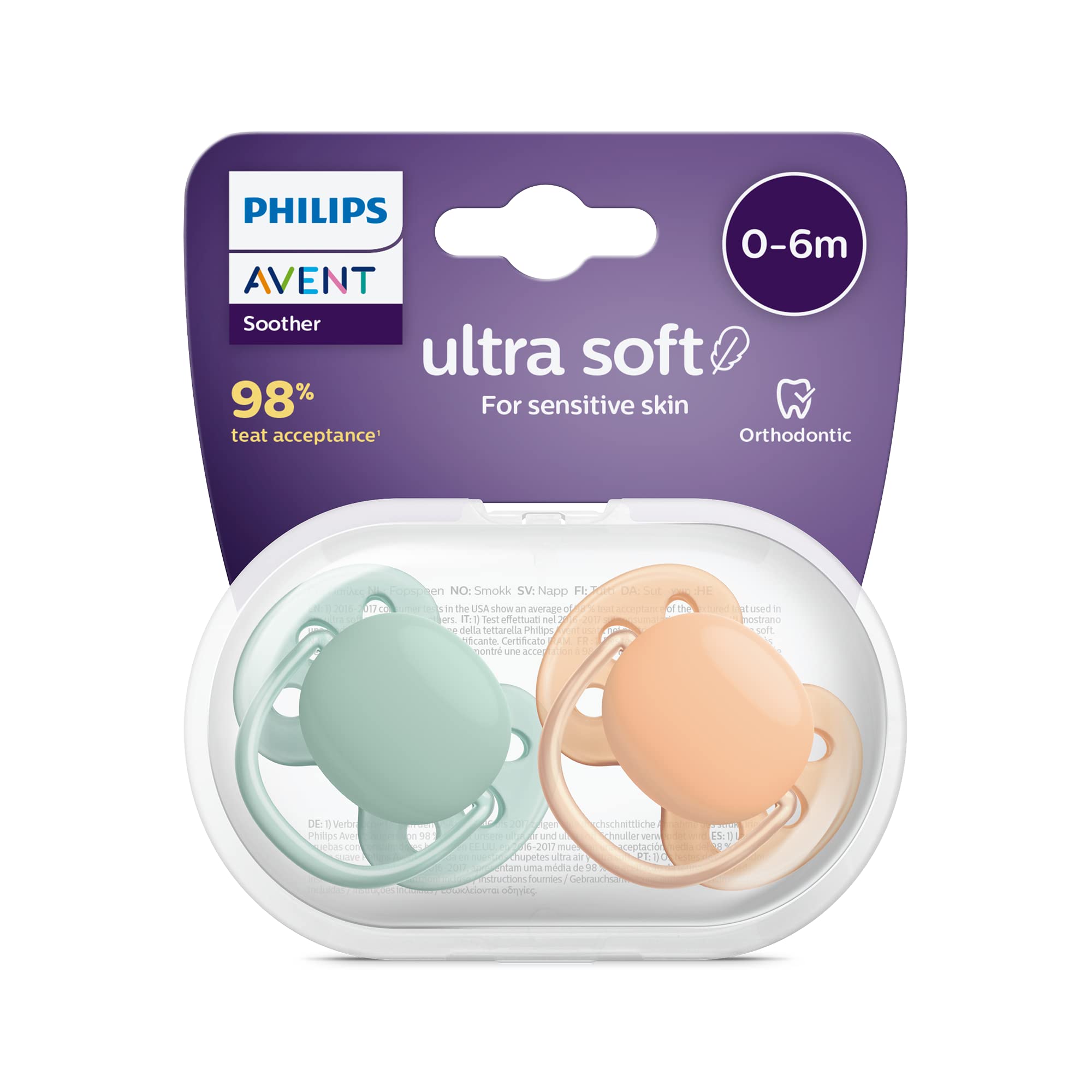 philips-avent-ultra-soft-scf091-03-succhietto-0-6-mesi-2-pezzi image 1