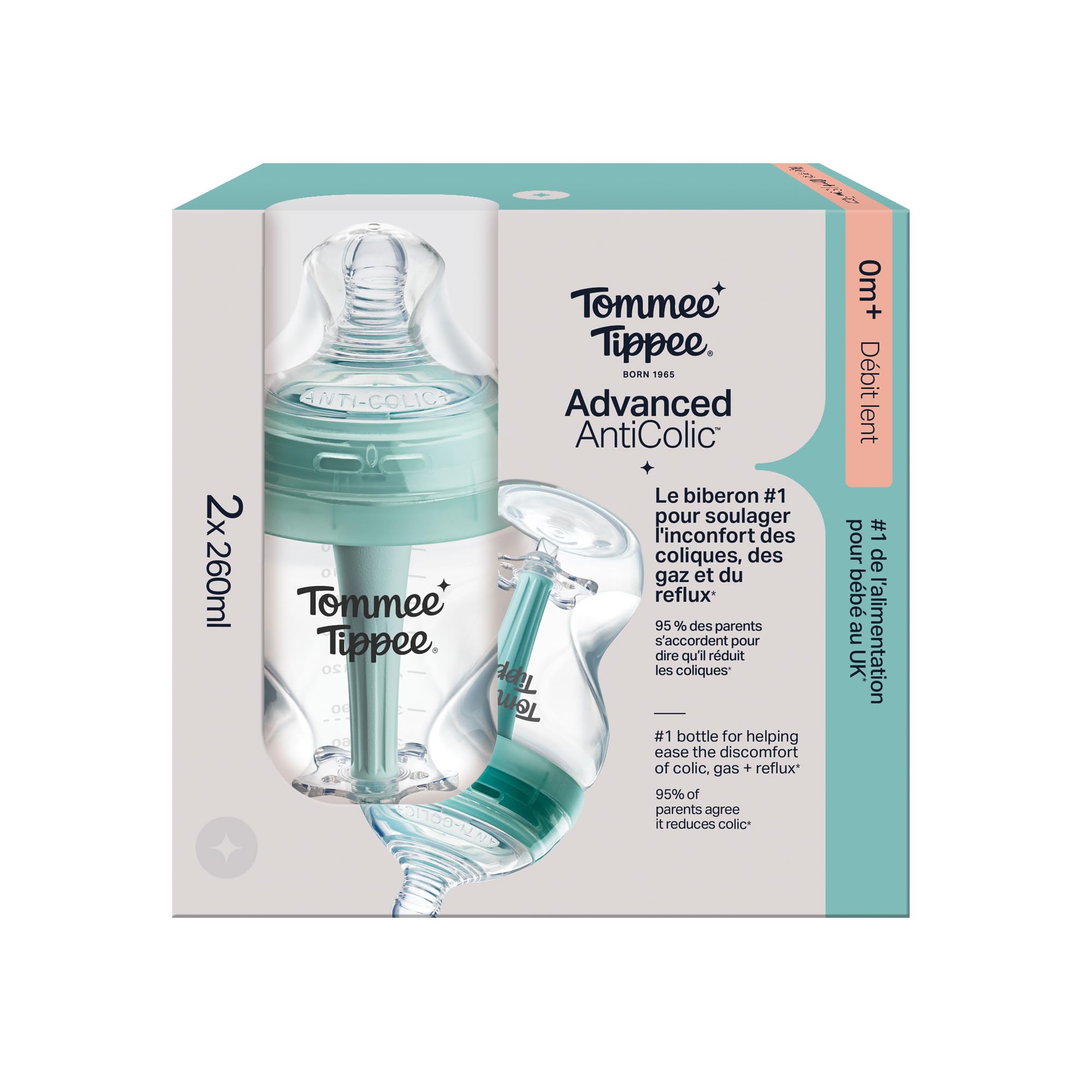 tommee-tippee-biberon-anti-colica-avanzato-260ml-flusso-lento-2-pezzi image 2