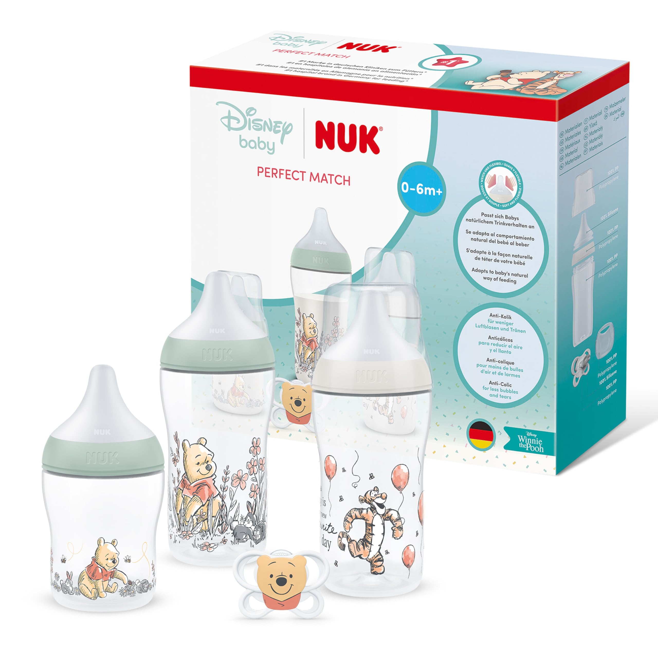 nuk-perfect-match-set-biberon-anticolica-0-6-mesi-disney-winnie-puh-4-pezzi image 1