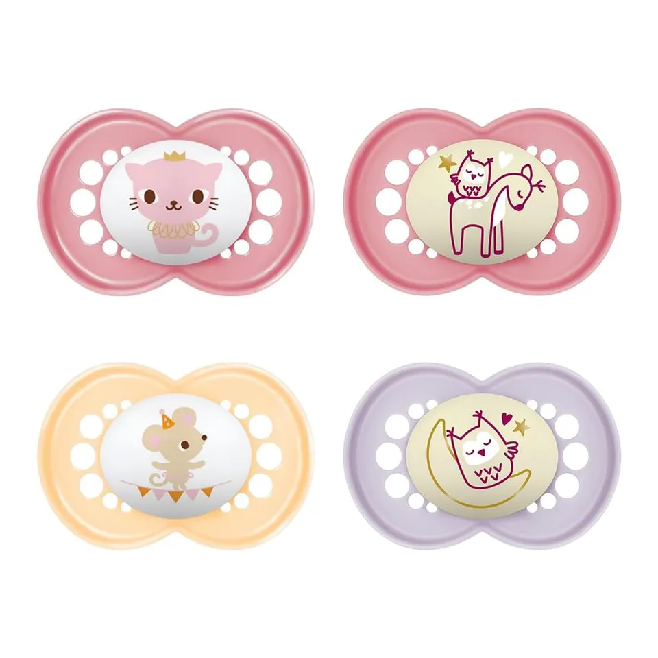 mam-original-day-night-set-4-ciucci-silicone-6-mesi-rosa-custodia image 1