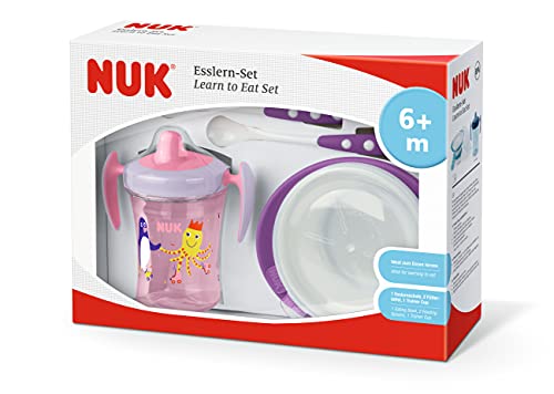 nuk-learn-to-eat-set-svezzamento-6-mesi-viola-trainer-cup-230-ml-piatto-cucchiai image 6