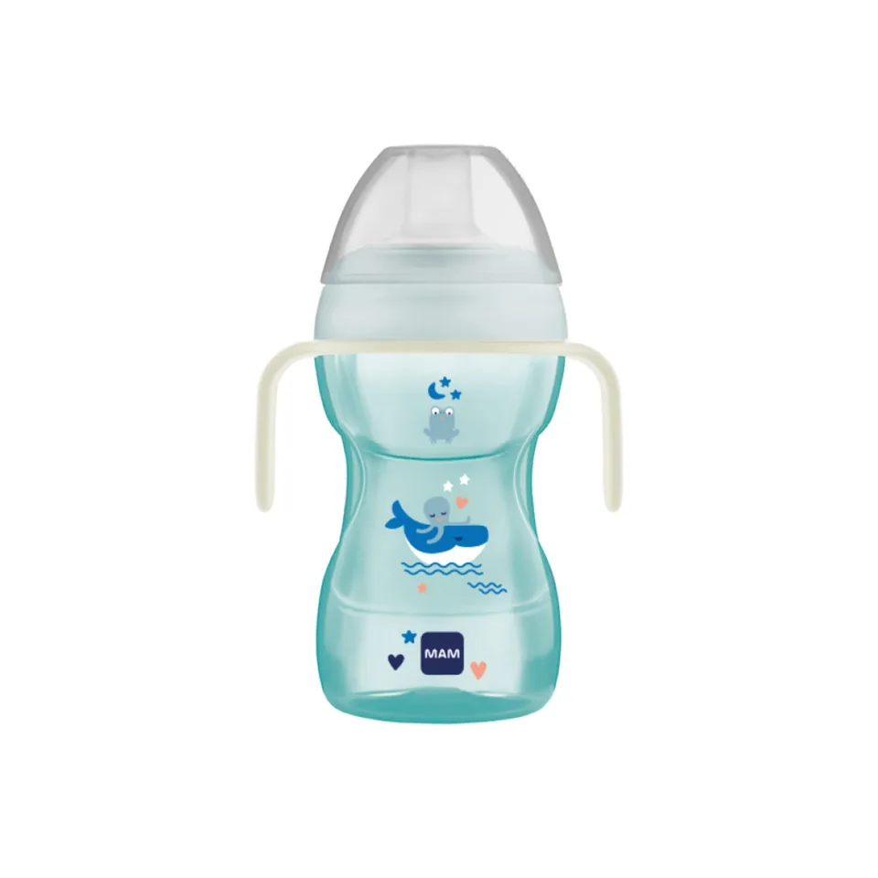 mam-fun-to-drink-cup-tazza-270-ml-8-mesi-azzurro-con-beccuccio-anti-goccia-e-man image 1
