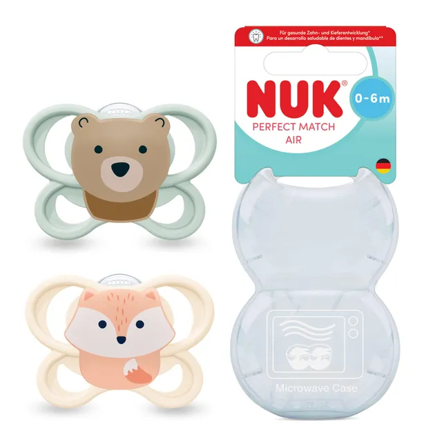 nuk-perfect-match-air-succhietto-0-6-mesi-volpe-orso-2-pezzi image 1