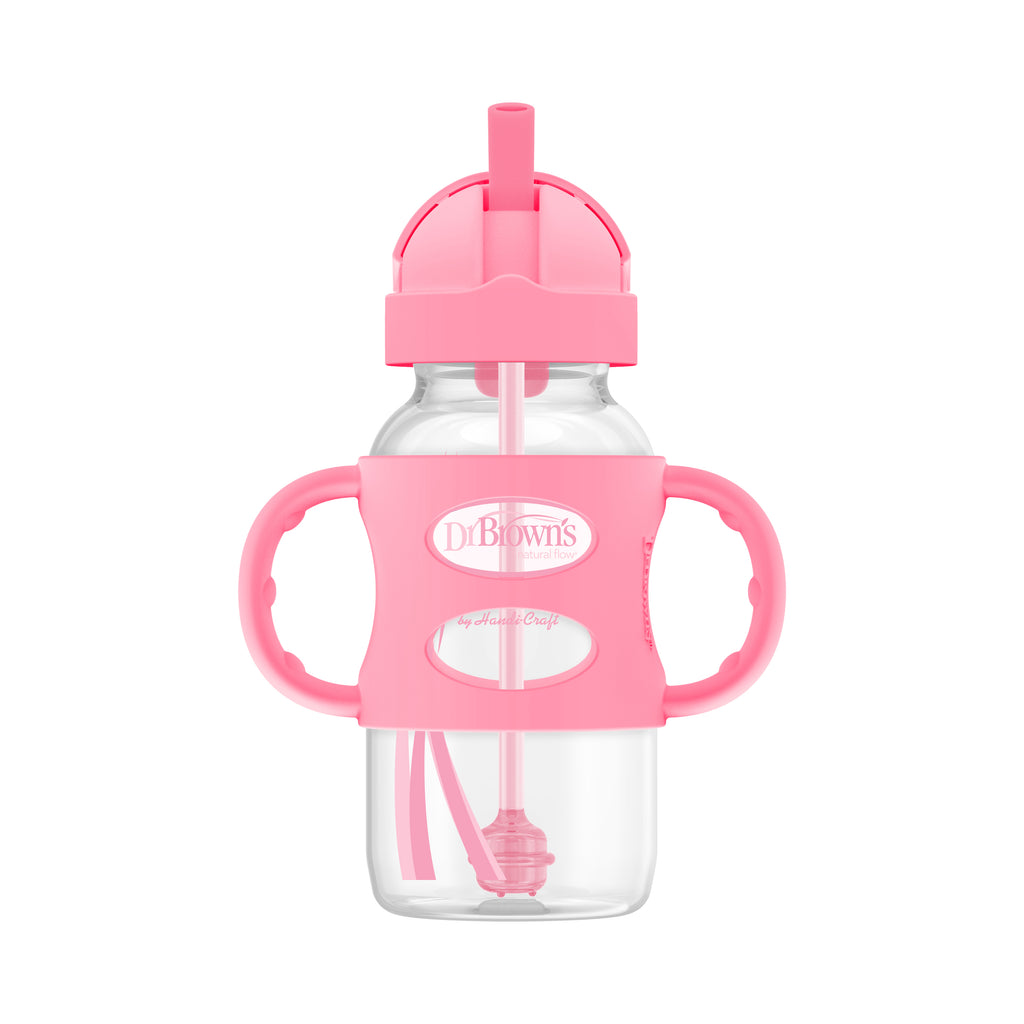 dr-brown-s-milestones-wide-neck-sippy-straw-bottle-con-manici-silicone-270-ml-2 image 1