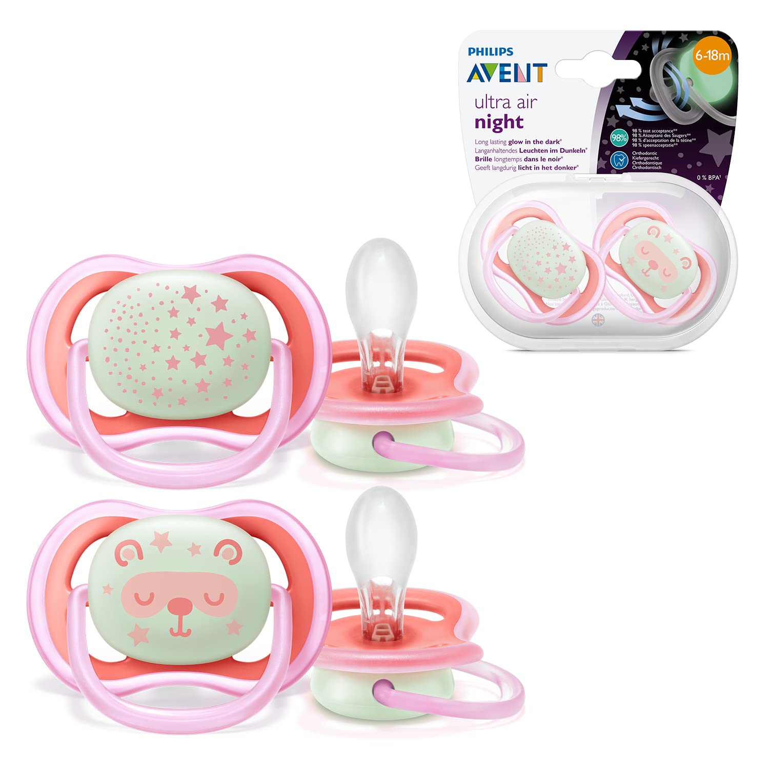 philips-avent-ultra-air-night-scf376-22-2-succhietti-6-18-mesi-femmina image 1