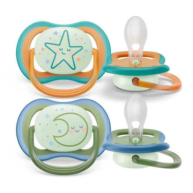 philips-avent-ultra-air-nighttime-succhietto-18-mesi-set-da-2-fosforescente-con- image 1