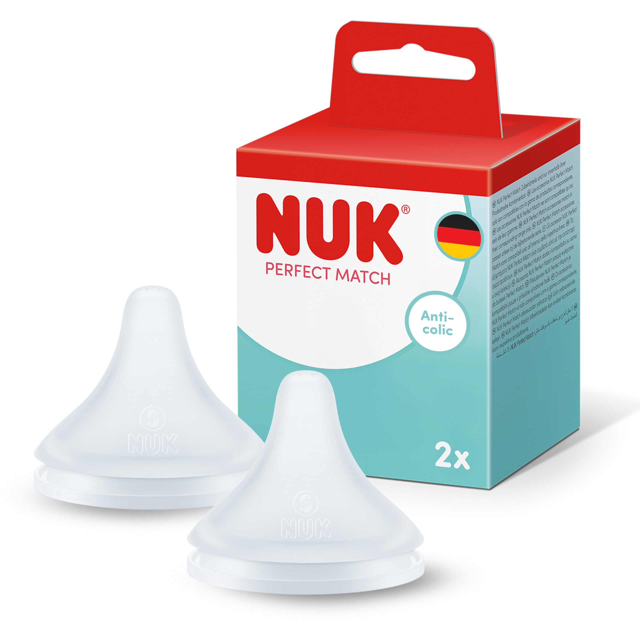 nuk-perfect-match-tettarelle-silicone-piccolo-3-mesi-anticolica-2-pezzi image 1