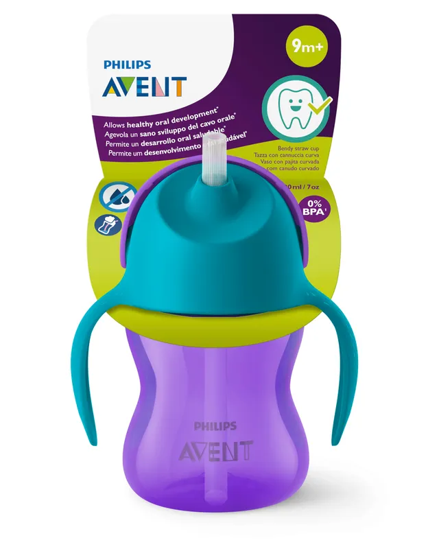 philips-avent-tazza-sippy-con-cannuccia-200-ml-viola-blu-scf796-02-senza-bpa image 1