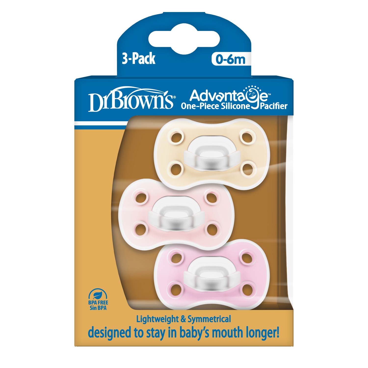 dr-brown-s-advantage-one-piece-silicone-pacifier-0-6-mesi-3-pack image 3