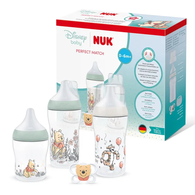 nuk-perfect-match-set-biberon-anticolica-0-6-mesi-disney-winnie-puh-4-pezzi image 1