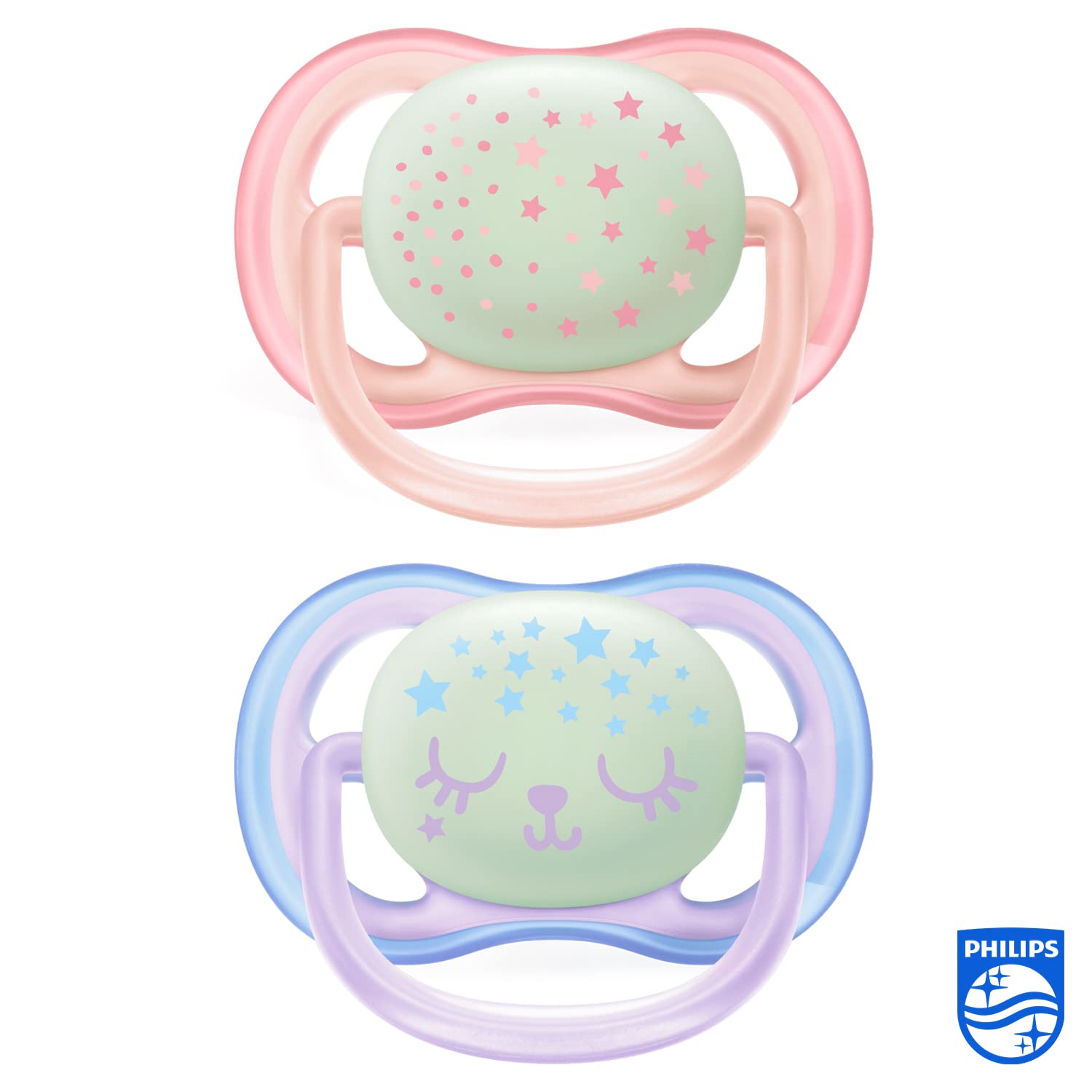 philips-avent-ultra-air-ciuccio-notte-0-6-mesi-rosa-blu-scf376-12 image 2