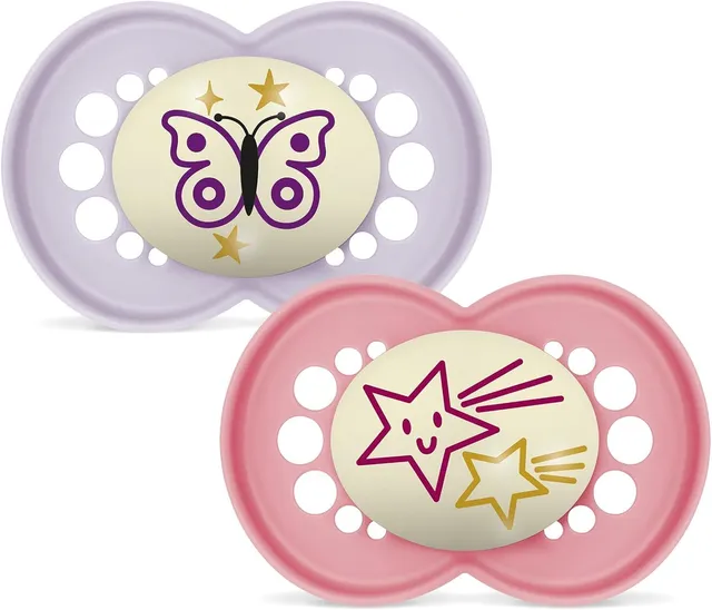 mam-original-night-ciuccio-16-mesi-set-da-2-rosa-viola-con-tettarella-caucci image 1